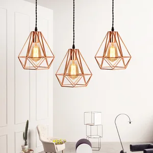 Vintage Golden Cage Pendant Light Iron Art Diamond Home Ceiling Lamp for Restaurant Bedroom Living Room Loft Aisle Night light