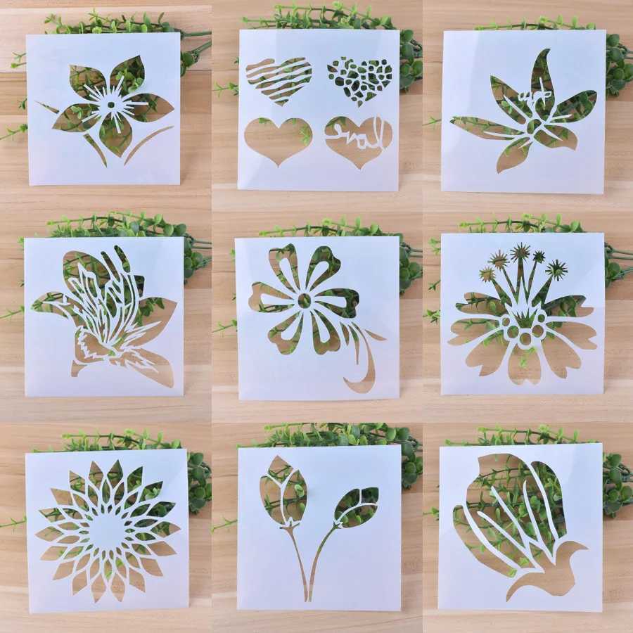 

9Pcs/Set 13cm Flower Leaf DIY Layering Stencils Wall Painting Scrapbook Coloring Embossing Album Decorative Template