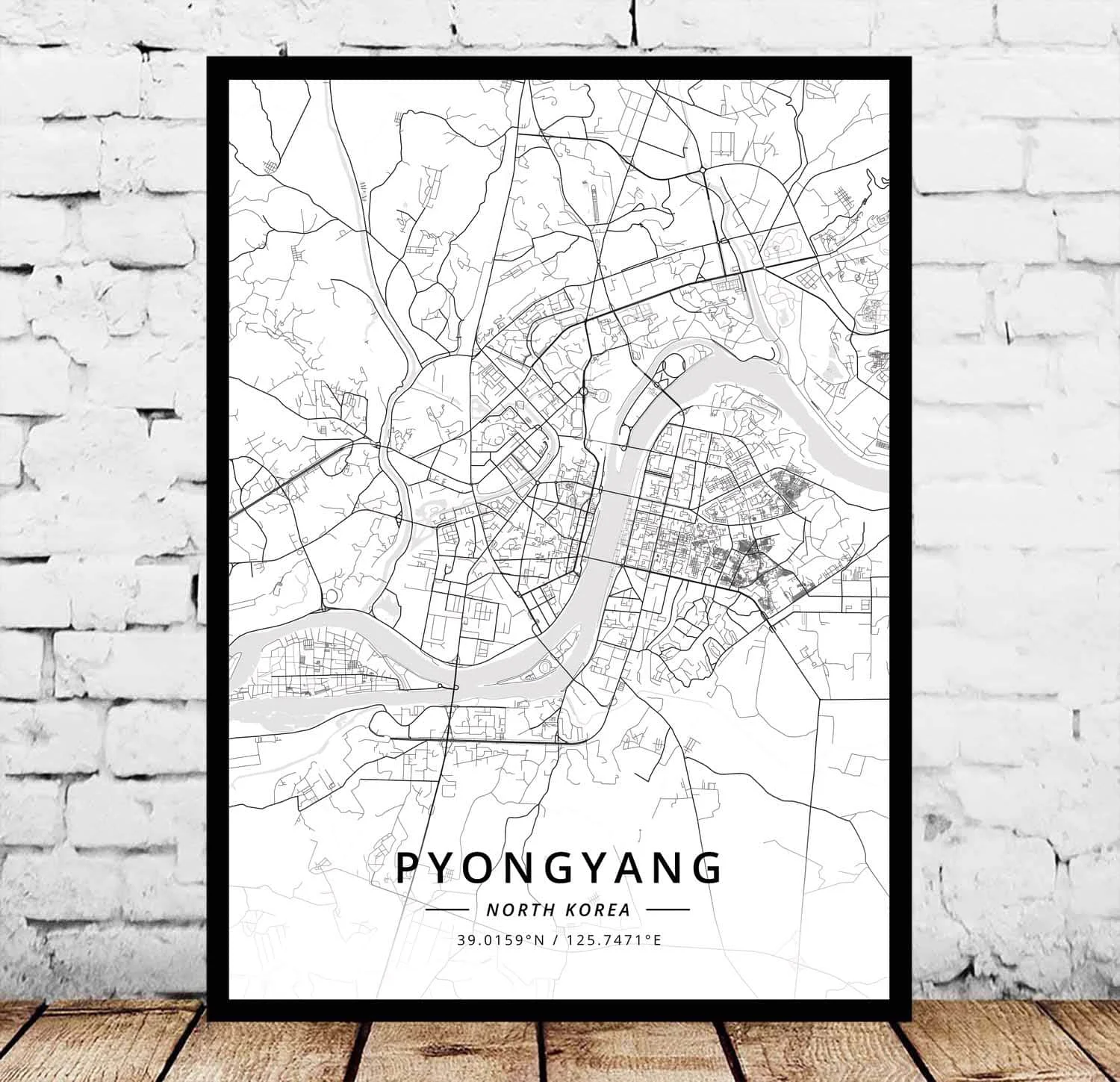 Постер с картой Пхеньяна и Северной Кореи | Дом сад