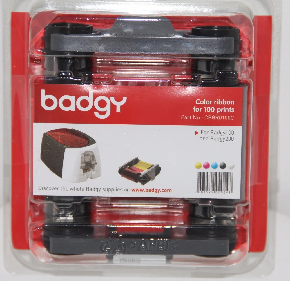 Evolis CBGR0100C YMCKO ленточная кассета 100 печать 5 панелей для Badgy100 Badgy200 лента принтера id