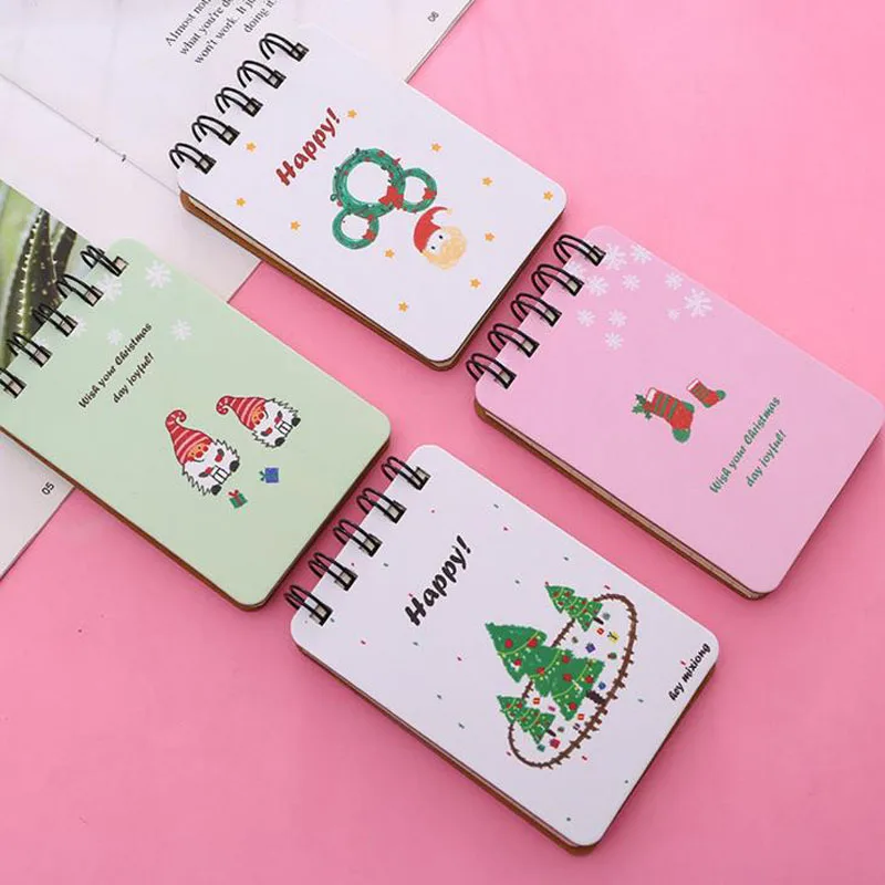 

1 Pcs Kawaii Christmas Tree Socks Coil Notebook Mini Korean Creative Pocket Notepad Book Stationery Gift