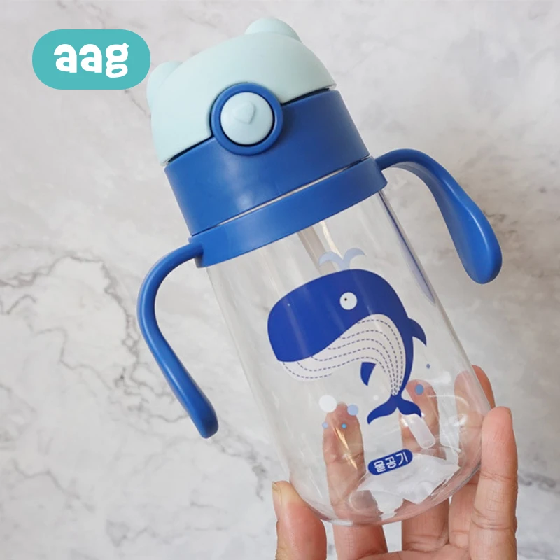 AAG Детская Бутылочка для воды с мультяшным животным, детская силиконовая соска для кормления, посуда для напитков, однослойная чашка, термостойкий пластик