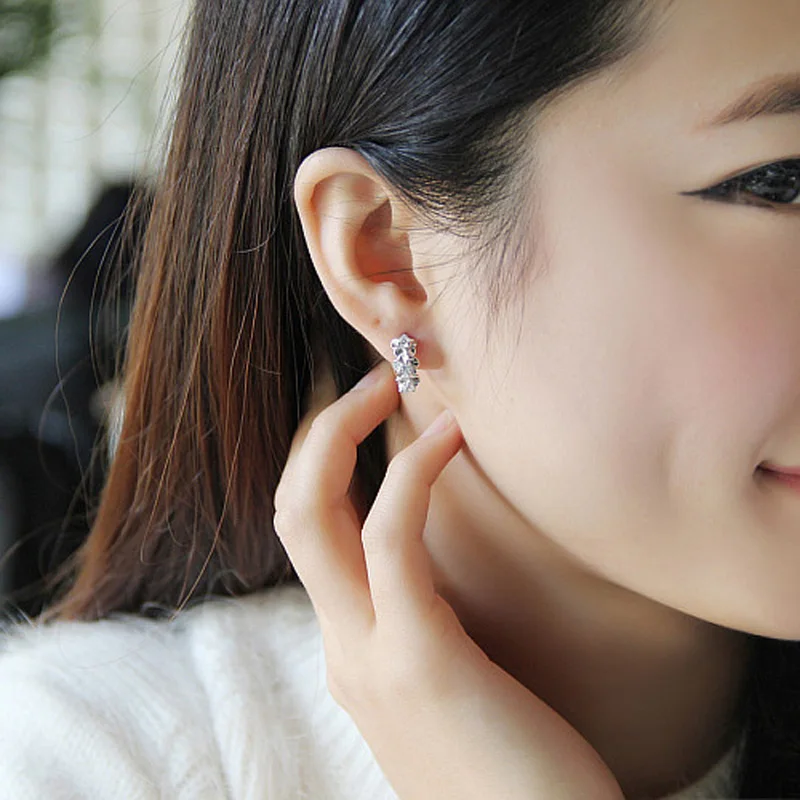 Low Price Wholesale Fashion Jewelry Silver Plated Plated Crystal Ear