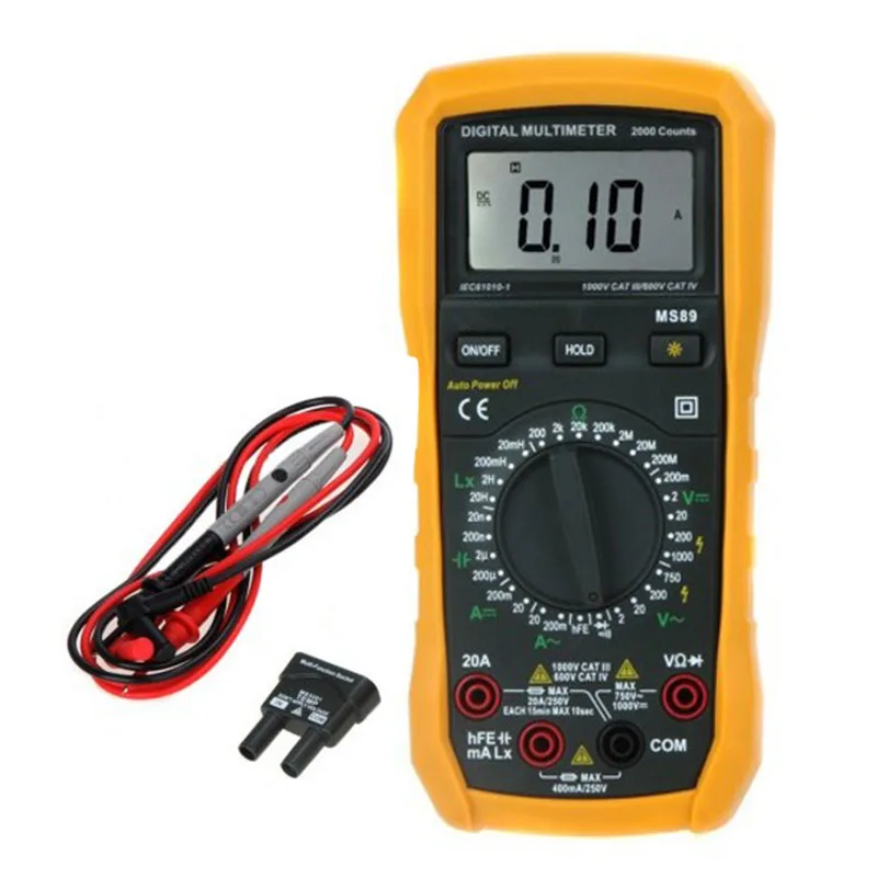 

HYELEC MS89 2000 Counts LCR Meter Ammeter Multitester Multifunction Digital Multimeter/Tester Backlight/Capacitance/Inductance