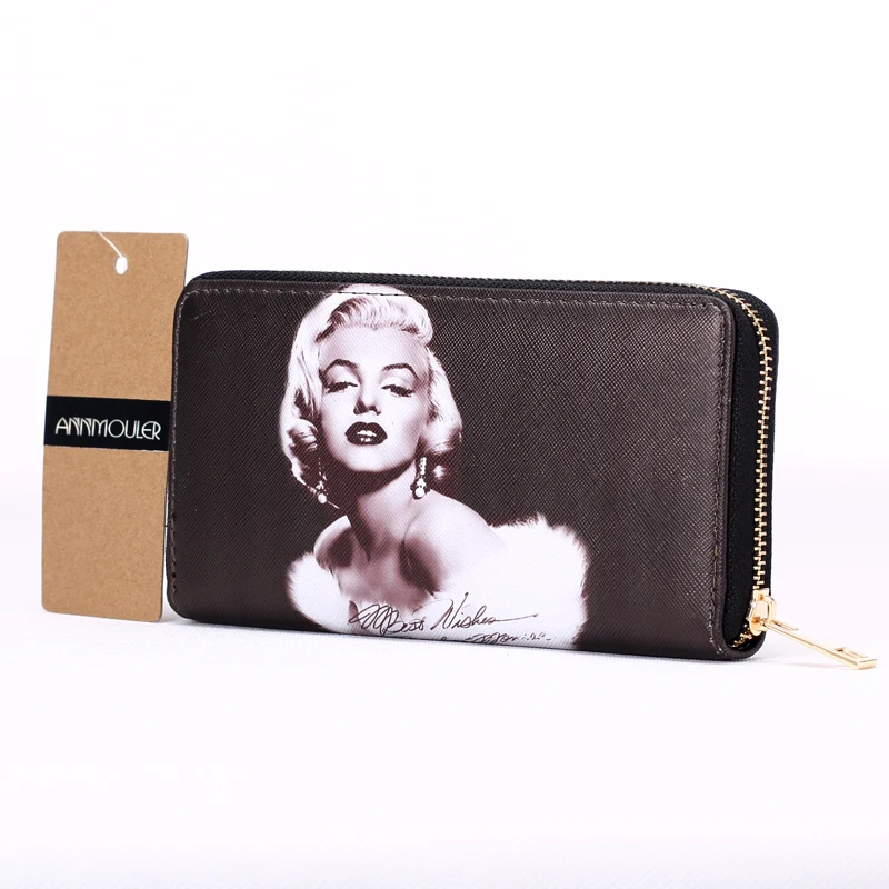 Новые авторские Дамские кошельки ПУ кожаные держатели для карт 3D Мэрилин Монро кошельки с принтами длинный размер портмоне бумажник