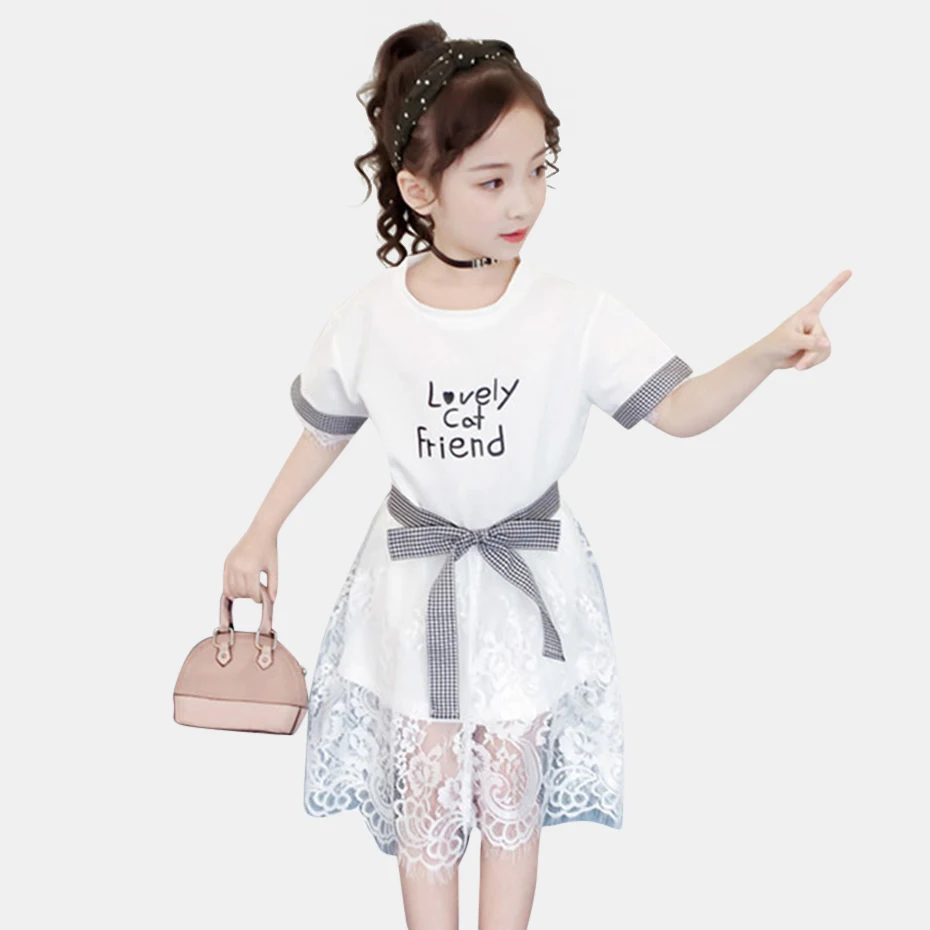

Summer Dresses For Girls Lace Kids Dress Plaid Girls Party Dress Kids Teenage Girls Clothes 6 8 10 12 13 14 Year