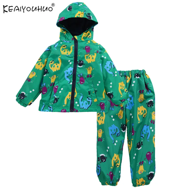 

KEAIYOUHUO 2018 New Baby Boys Clothes Cartoon Jacket+Pants Children Clothing Waterproof Hooded Costume For Kids Casual Suits
