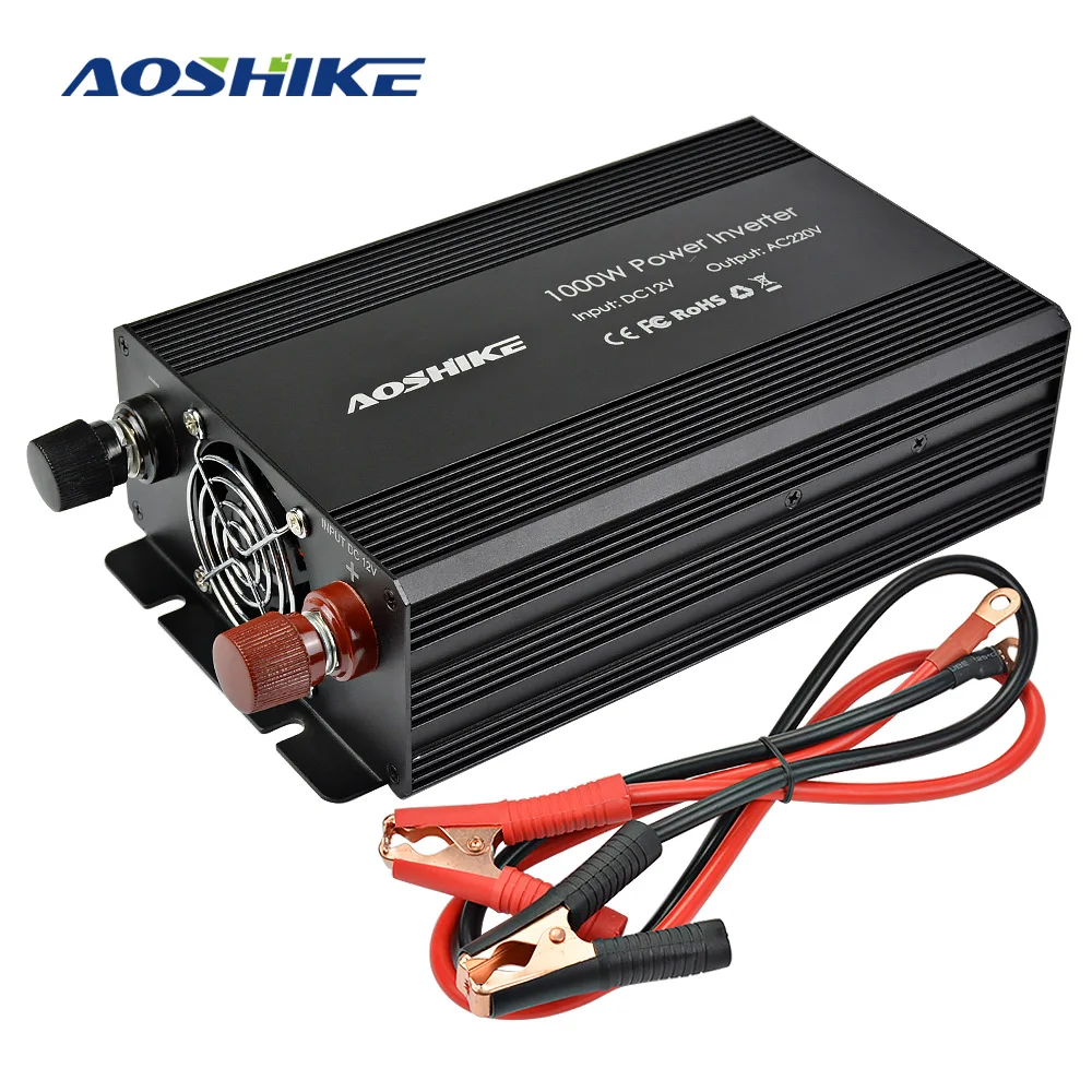 AOSHIKE инвертор для зарядки автомобильного аккумулятора 12 В 220 1000 Вт