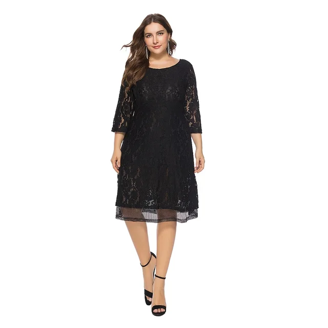 women clothing o neck dresses european women dresses plus size xl 6xl ...