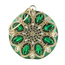 Luxury Diamond Crystal Flower Round Evening Bags Fashion Women Party Wedding Evening Clutch Bags Small Purse women luxury rhinestone clutch evening handbag ladies crystal wedding purses dinner party bag fashion flower purse smyzh e0284