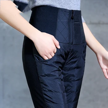 

New Fashion 4XL Big Size Women's Winter Pencil Trousers High Waist Down Cotton Padded Warm Pants For Female Slim Casual Pants