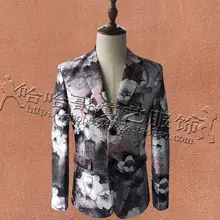 С длинным рукавом печать костюмы дизайн homme terno Сценические костюмы для певцов куртки мужские blazer Танцы star стильное платье в стиле панк