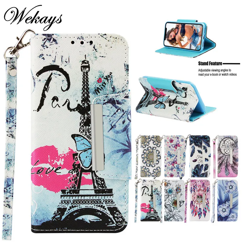 

Wekays Coque For LG Stylo 4 Q710MS Cartoon Tower Leather Fundas Case sFor LG Q Stylus Q Stylo 4 LG-Q710MS LM-Q710MS Cover Cases