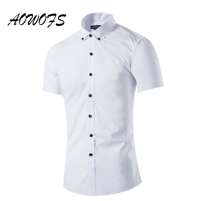 2017 Summer White Shirts for Men Classic Design Cool Plain White Shirt