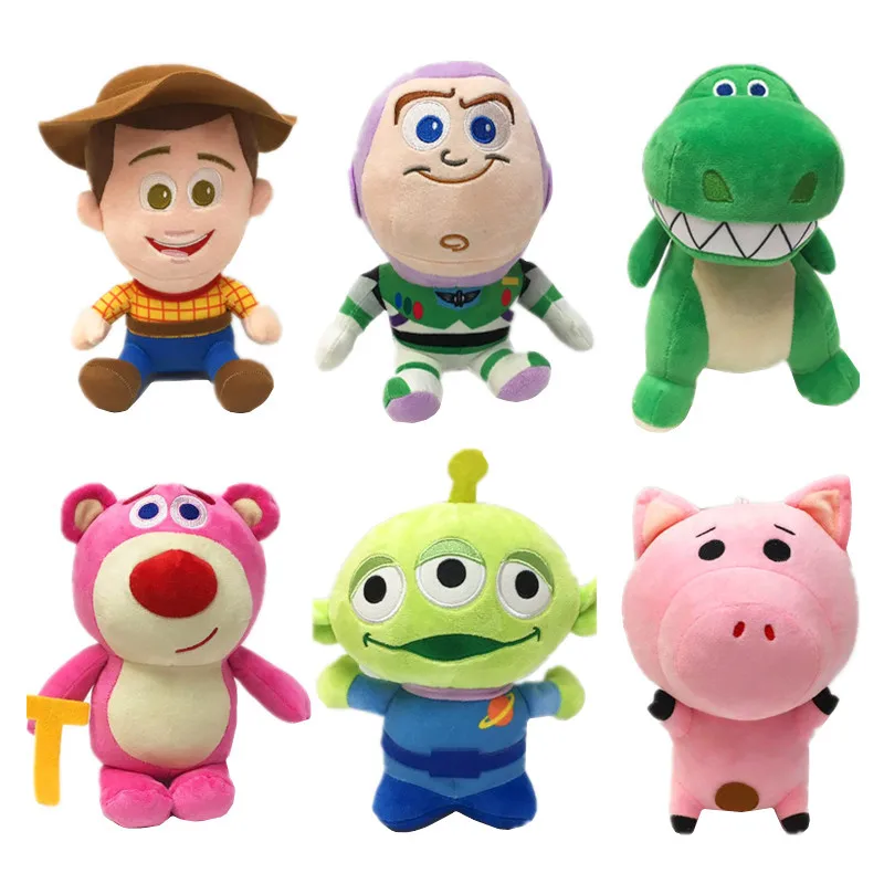 

6 sets 20cm Disney Toy Story 4 Plush Doll Buzz Lightyear Woody Three Eyes Strawberry Bear Dinosaur Plush Filled Children's Toys