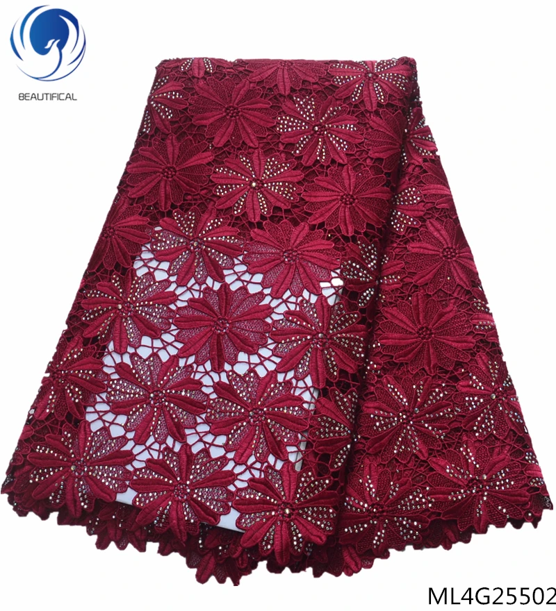 

BEAUTIFICAL guipure lace fabrics with rhienstones water soluble laces fabrics cord laces fabrics for patry 5yards/lot ML4G255