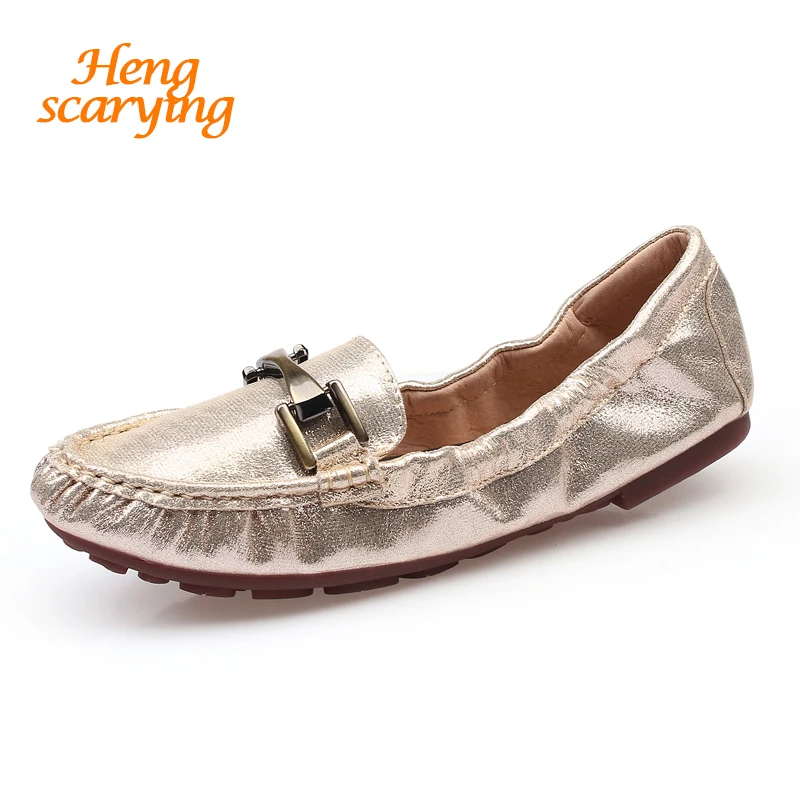 

HENSCARYING Brand 2018 New Fashion Women Luxury Designer Flat Sliver Ballet Flats Plus Size 42 Casual Beade Shoes Zapatos Mujer