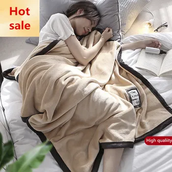

High quality Solid color coral fleece blanket, home sofa bed blanket warm fluff blanket Office blanket,100x150cm