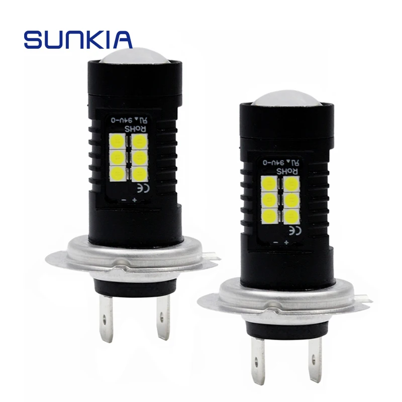 

SUNKIA 2Pcs/lot 21W High Power H7 LED Fog Lamp with 3030 Chips LED Auto Driving Light 6000k Super Bright