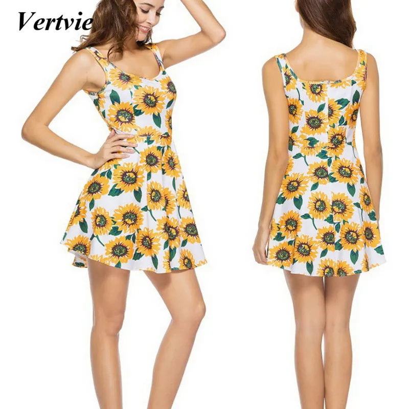 2018 New Women Yellow Bikini Beach Dress Flower Floral Printed Swimsuit