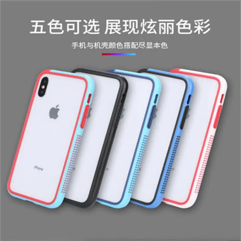 

Contrast Color Soft TPU Bumber + Plastic Bicolor Dots Frame Phone Case For iPhone X XR XS Max With Lanyard String Free Shipping