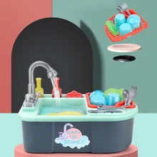 Kids Simulation Electric Dishwasher Sink Children Pretend Play Kitchen Toys Miniature Play Do House Education Toy Gift for Girl