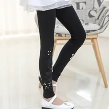 Г. осенние хлопковые леггинсы с цветочным принтом и кружевной каймой для девочек штаны высокого качества для детей от 5 до 14 лет