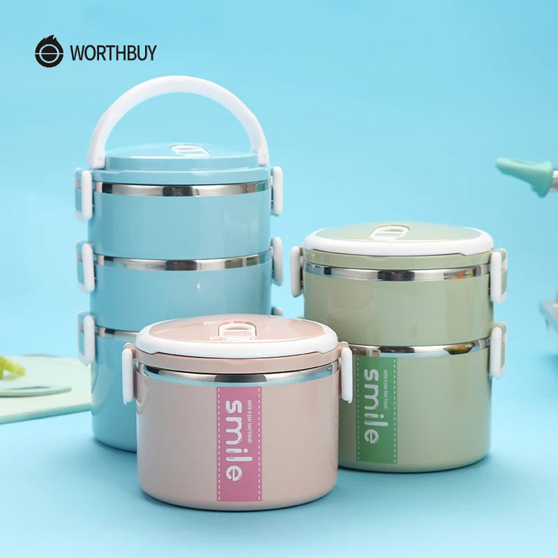 

WORTHBUY Stainless Steel Thermal Lunch Box With Microwave Container Japanese Bento Lunch Box For Kids Fruits Food Containers