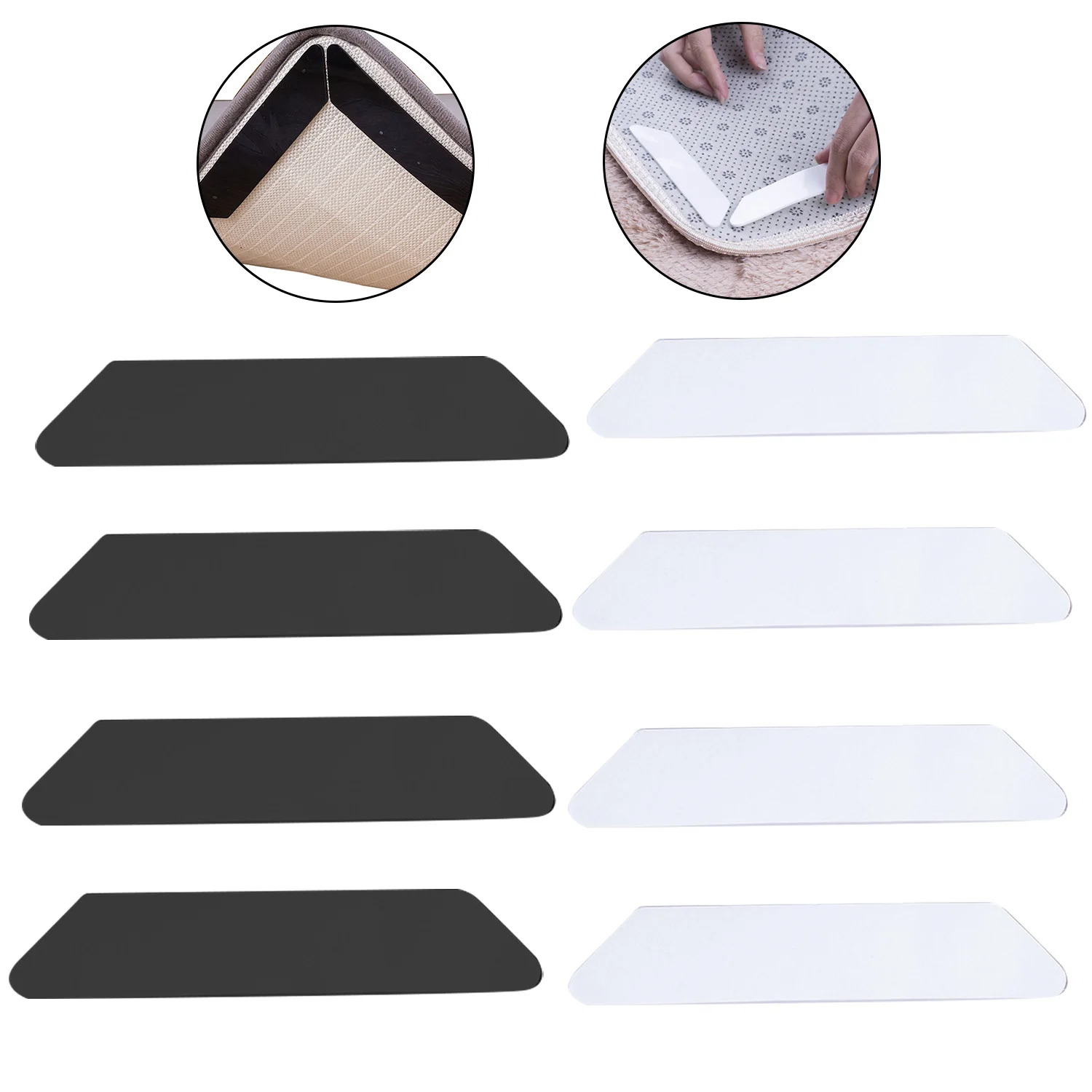 NC 8 PCS Reusable PU Rug Grippers Pads Carpet Anti Curling Anti Slip