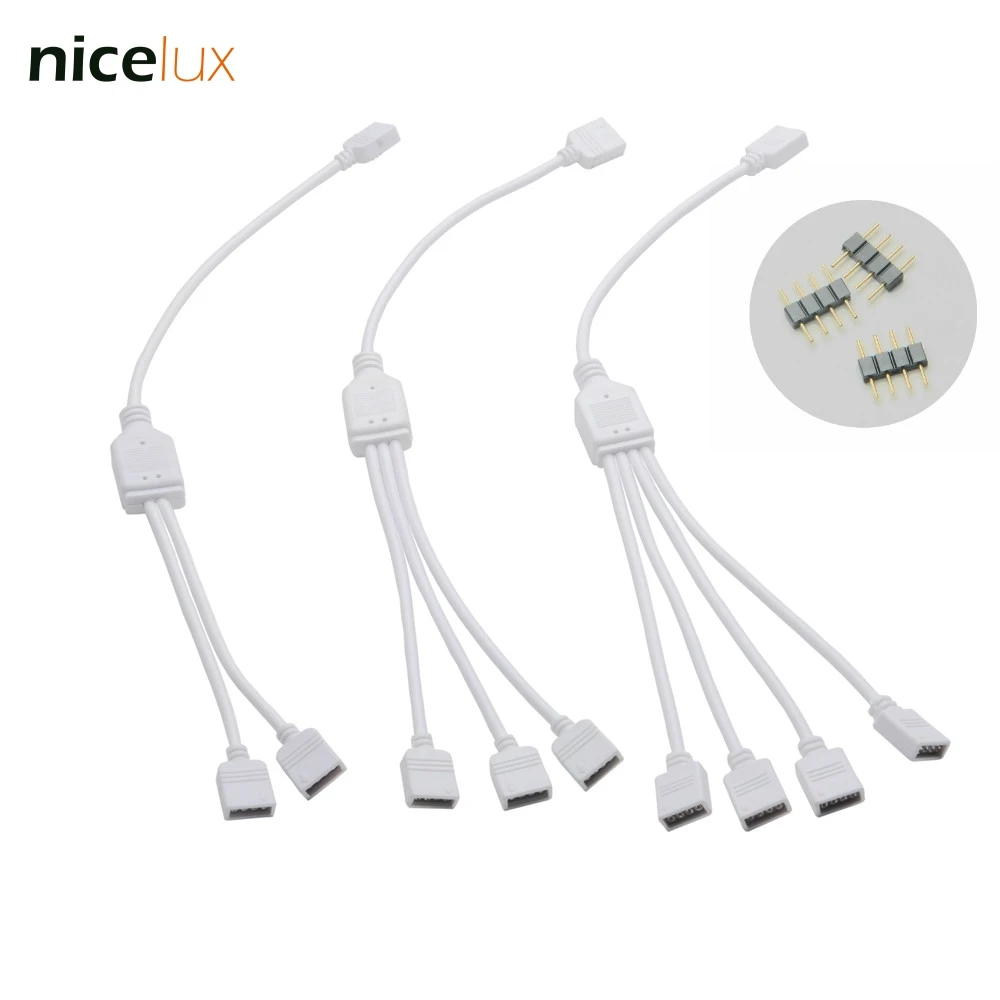 

4 Pin RGB LED Strip Connector 1 to 2 1 to 3 1 to 4 Female to Female Splitter Connector Extension Cable for 3528 5050 LED Strip