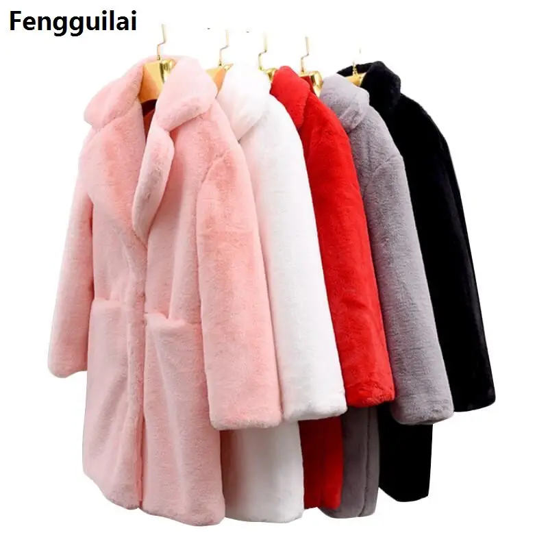2018 Women Winter Faux Fur Coat Thicken Warm Female Artificial Fur Coats And Jackets Solid Color Coat Of Faux Fur Warm coat