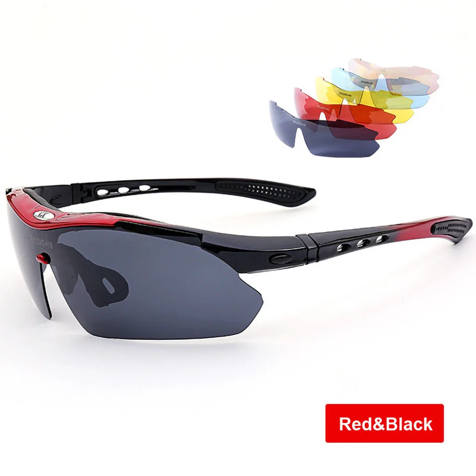 Red With Black Loogdeel, Профессиональные поляризованные очки для рыбалки, HD, для улицы, противотуманные, Ночные очки с 5 линзами для съемки, велоспорта, вождения - Цвет: Red With Black