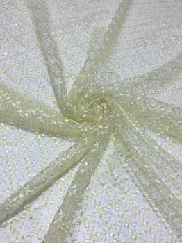 

Nigerian laces Fabric 2019 Yellow African Beaded Cord Laces Fabrics With Sequins High Quality Nigerian Lace For Wedding Dress