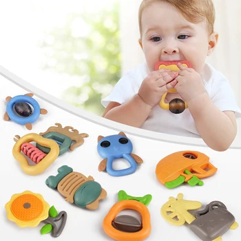 

Baby Early Educational Hand Rattle Music Sound Appease Toys Intelligence Grasping Gums Hand Bell Baby Teether