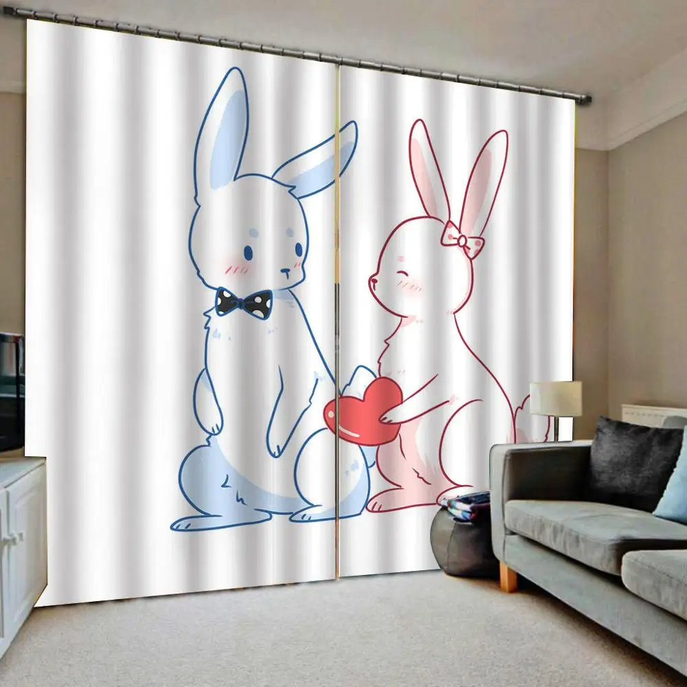 

Sugar Rabbit Door Windows Curtains Thin for Kids Living Room Bedroom Pink Decorative Kitchen Curtains Drapes Customized Dropship