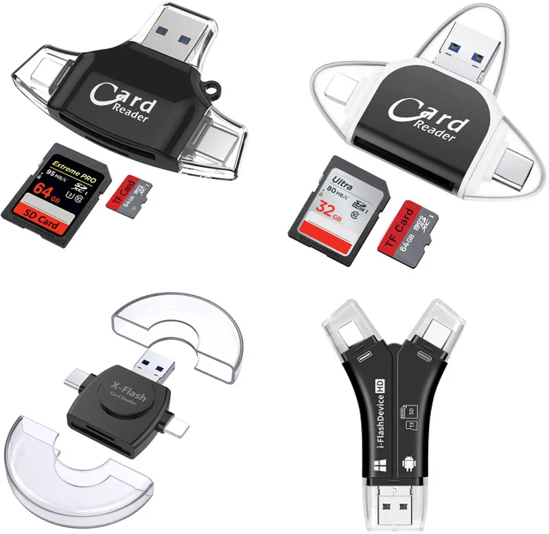 Все в 1 устройство для чтения SD карт памяти Microsd USB C TF адаптер SDHC Type OTG iPhone XS MAX XR 6