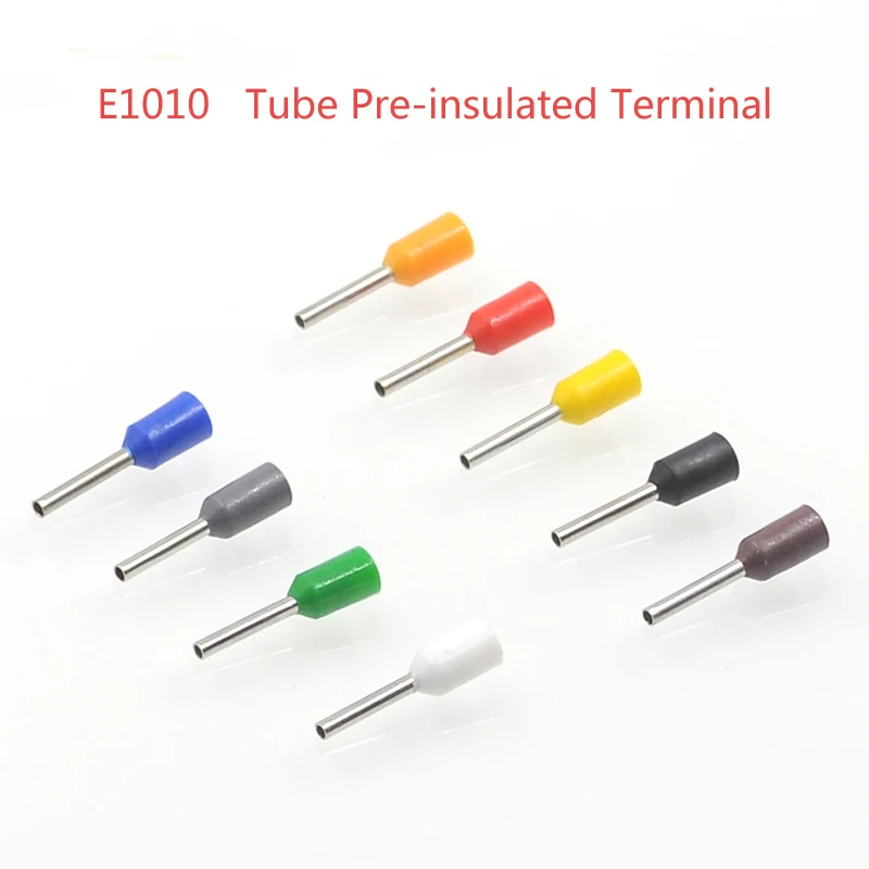 

100/200pcs Tube insutated cord end terminals Electrical crimp terminal wire connector E1010 cable ferrules VE 18AWG 1.0mm2