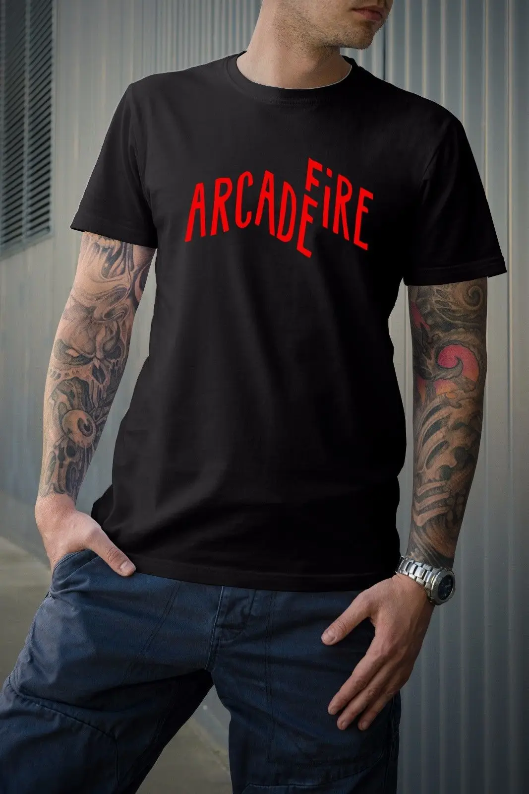 Футболка с круглым вырезом Arcade Fire Мужская футболка низкая цена новая летняя в