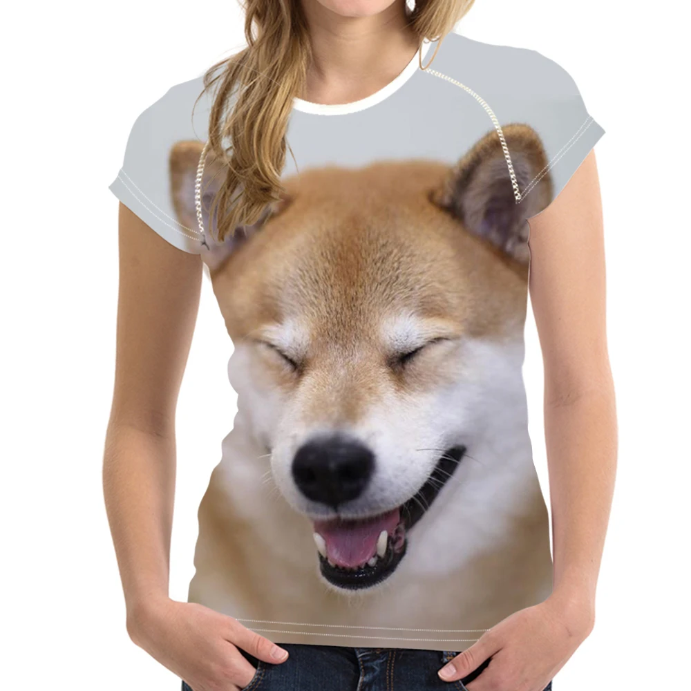 NoisyDesigns Kawaii Dog shaba Inu футболки с принтом для девочек-подростков модные топы