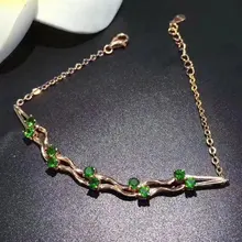 Отличающаяся хорошей устойчивостью натуральный 3 мм браслеты из диопсида s925 стерлингового серебра ювелирные украшения для женщин вечерние натуральный зеленый драгоценный камень