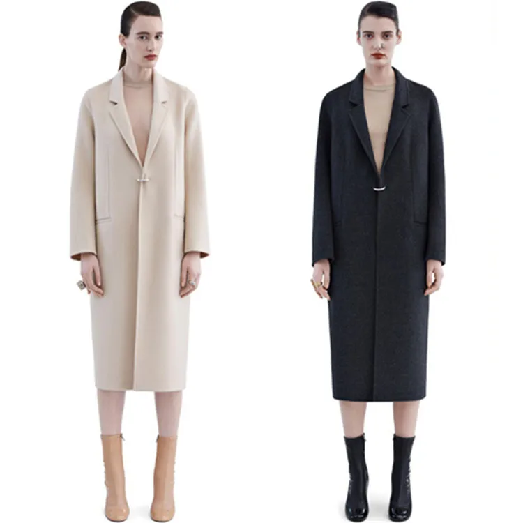 Casual Celebrity Street Style D buckle Ultra Long Woolen font b Jacket b font