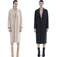 Casual Celebrity Street Style D buckle Ultra Long Woolen font b Jacket b font