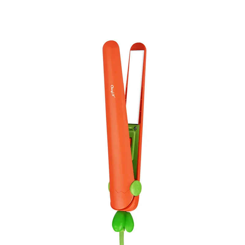 

Portable Mini Ceramic Tourmaline Ion Plates Hair Straightener Cartoon Carrot Hair Curler for Dry and Wet Hair Cruling Board Box