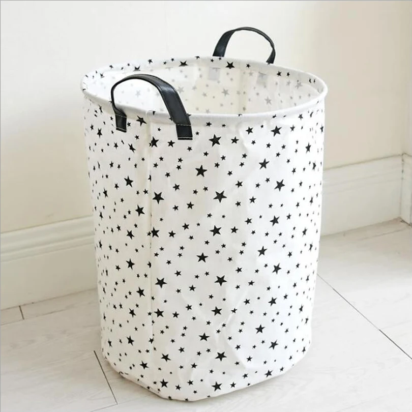 Cesta de ropa sucia cesta de cuero con mango plegable para bebé cesta