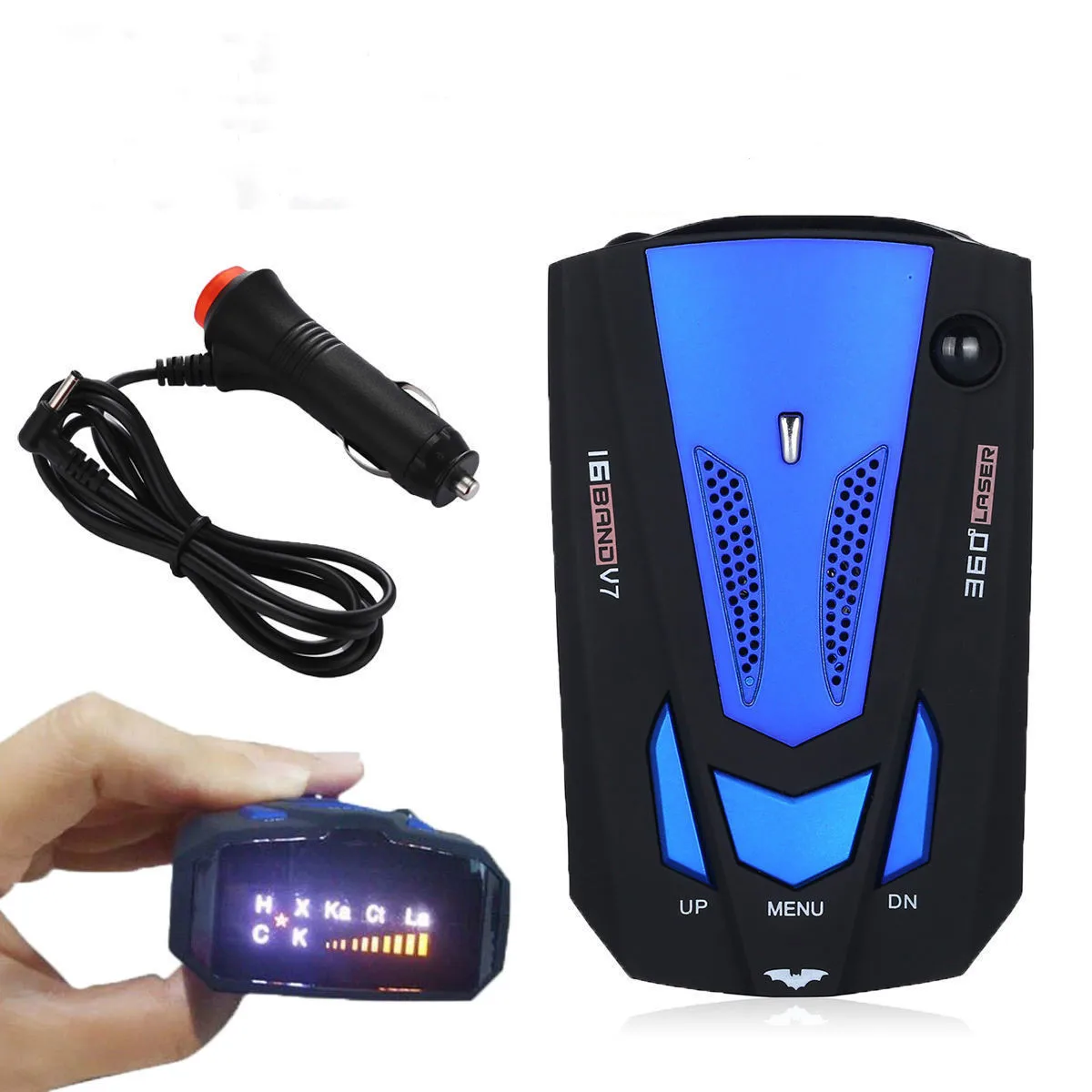 

Blue 360 Degree Car 16 Band V7 GPS Speed Police Safe Radar Detector Voice Alert Laser