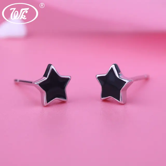 Wk New Arrival 2018 Black Star Stud Earrings For Women Geometric Wk New Arrival 2018 Black Star Stud Earrings For Women Geometric Simple 925 Sterling Silver Earring