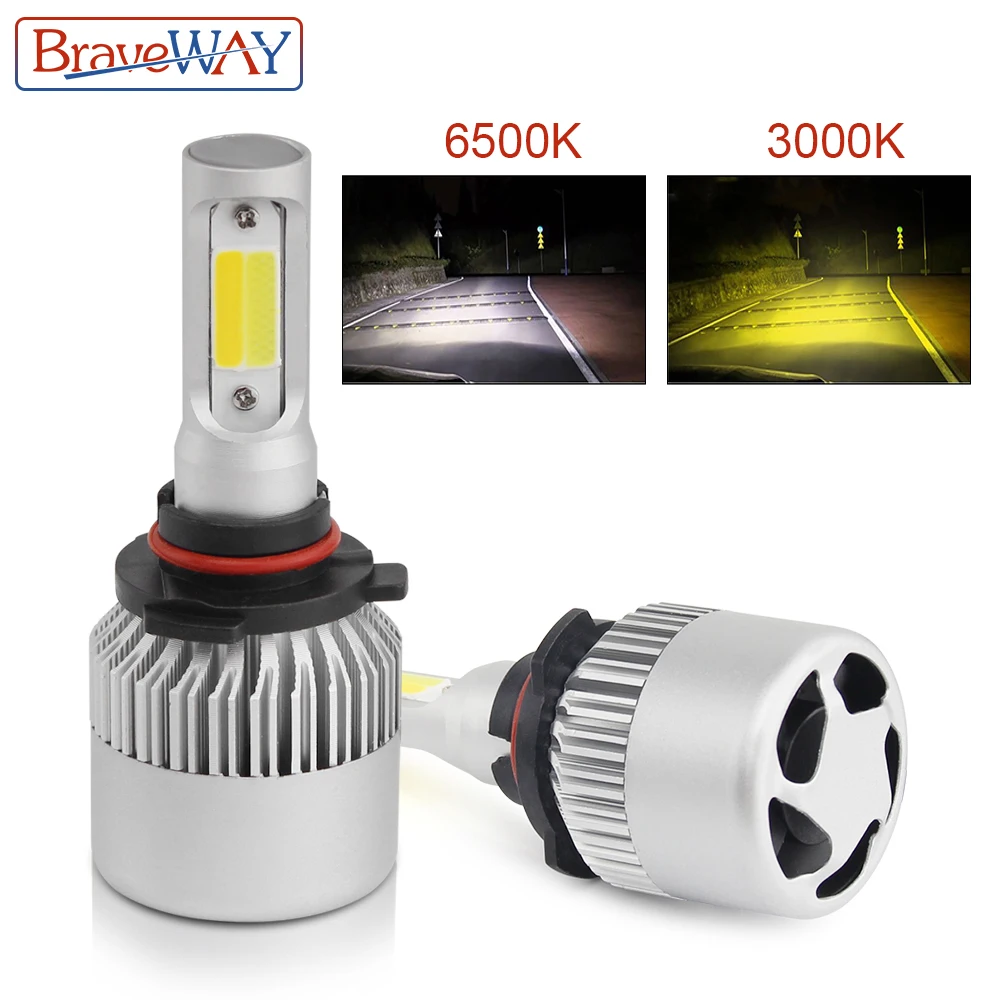 

BraveWay H4 H7 H8 H11 H1 H3 9005 9006 COB Car LED Headlight Bulbs Dual Color 8000LM 3500K 6500K Auto Headlamp Fog Light Bulb S2
