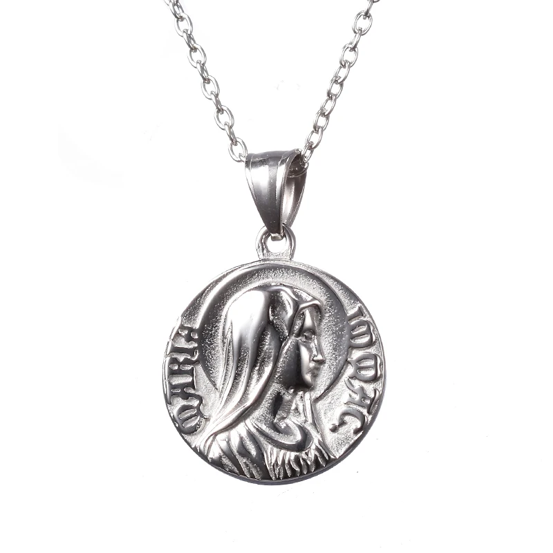 Модный золотой цвет и цвет серебра талисман Иисус, Дева Мария религия монета кулон ожерелье ювелирные изделия для мужчин и женщин Подарки