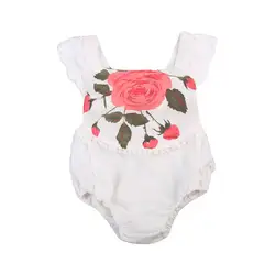 Прекрасный для маленьких девочек цветочные ползунки младенческой малыш Кружево наряды bacless Playsuit комбинезон