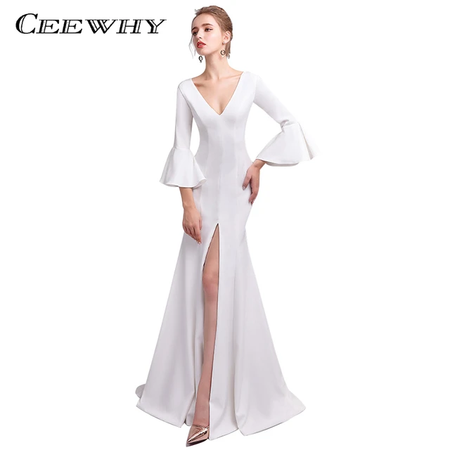 Ruffle Sleeve Evening Dress